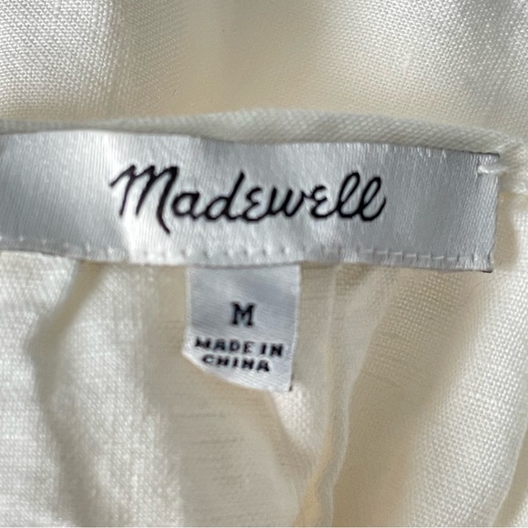 New! Madewell Cream Linen-Blend Flutter-Sleeve Tiered Mini Dress 35249 - Picture 12 of 15